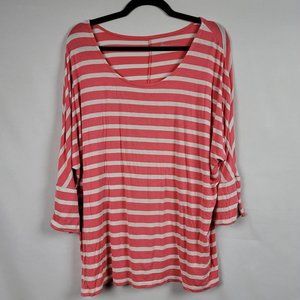 Lane Bryant plus size dolman sleeve 2/3 sleeve stripe scoop neck